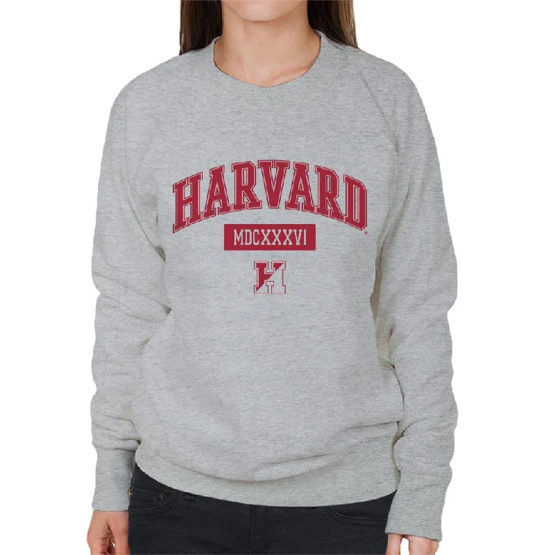 Harvard University MDCXXXVI Varsity Logo Women's Sweatshirt Hoodie with Stripes Bold Sporty