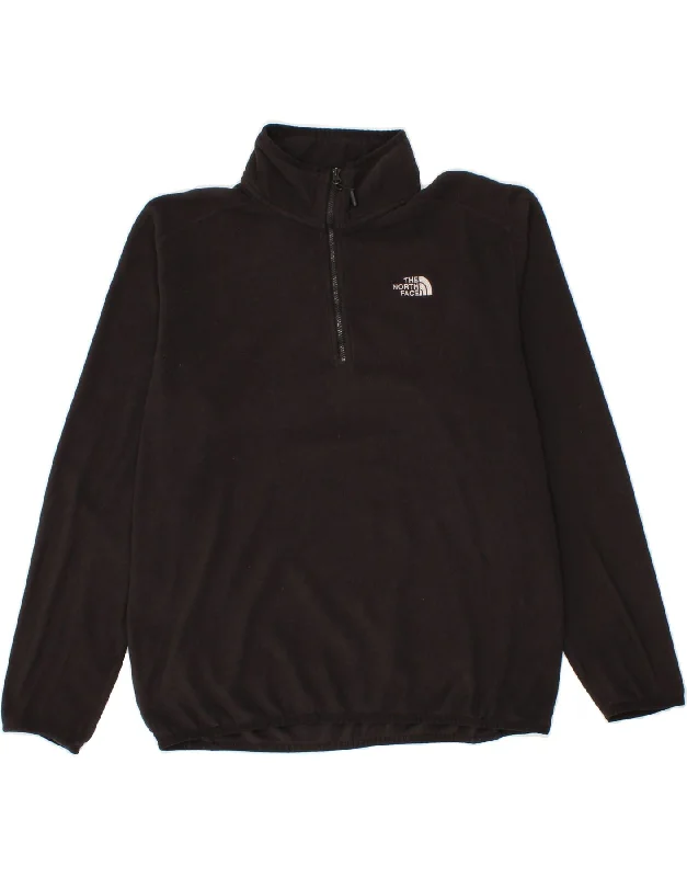 THE NORTH FACE Mens Zip Neck Fleece Jumper Large Black Polyester Layered Multi-layer Single Layer