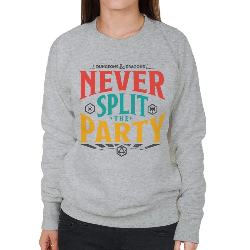 Dungeons & Dragons Never Split The Party Women's Sweatshirt Hoodie with Button Classic Timeless