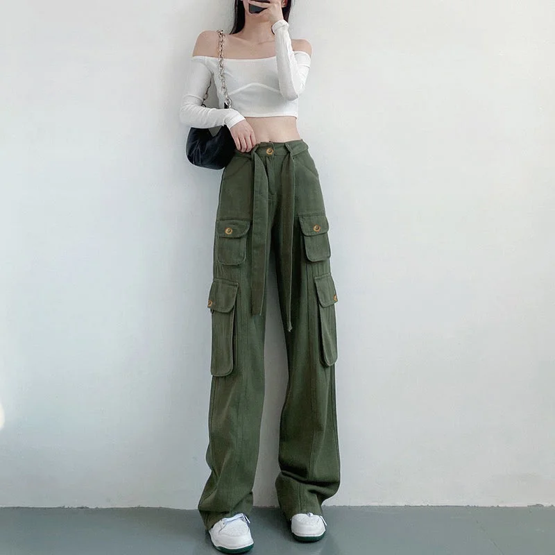 Seoul Street Style Baggy Cargo Jeans Comfortable Flare Leg Jeans