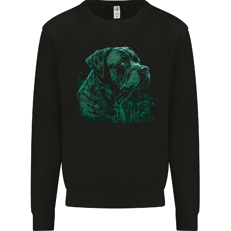 A Green Cane Corso Dog Mens Sweatshirt Jumper Hoodie with Batwing Sleeves Loose Dramatic