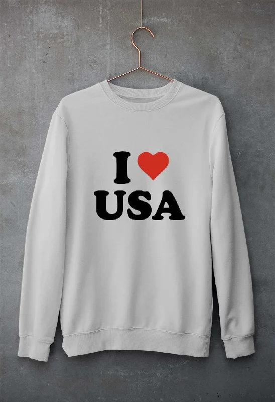 I Love USA Unisex Sweatshirt for Men/Women Hoodie with Illustration Artistic Creative