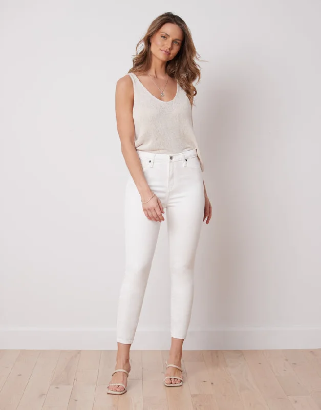 Yoga Jeans "Rachel Skinny" White Fashionable Distressed Jeans