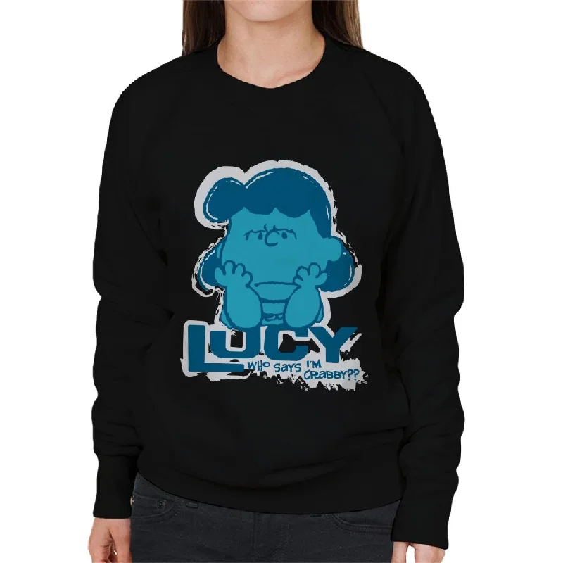 Peanuts Lucy Van Pelt Who Says Im Crabby Women's Sweatshirt Hoodie with Hem Applique Textured Unique