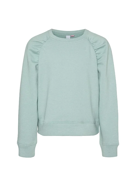 Vero Moda Girl Melany Long Sleeve Sweater, Gray Mist Fleece Sweater Nylon Polyester