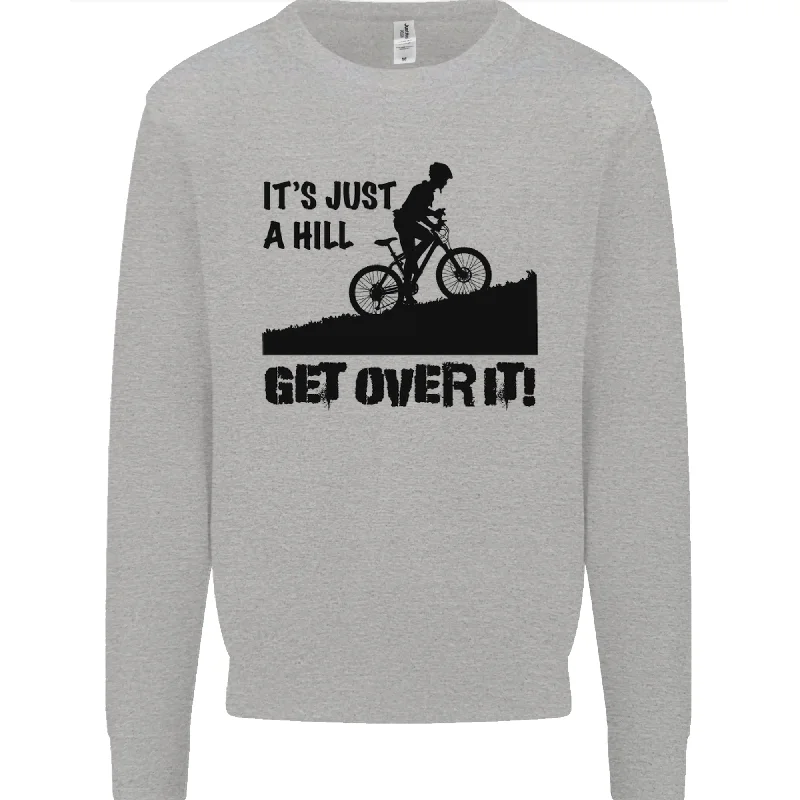 A Hill Get Over It Cycling Cyclist Funny Mens Sweatshirt Jumper Hoodie with Thumb Holes Functional Cozy