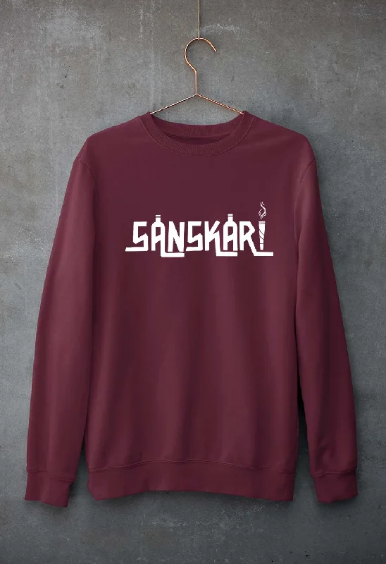 Sanskari Unisex Sweatshirt for Men/Women Hoodie Crop Top Short Trendy