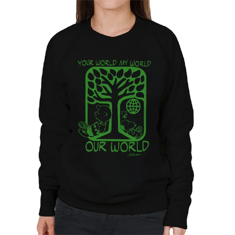 Peanuts Snoopy Your World My World Our World Women's Sweatshirt Hoodie Sweatshirt Pullover