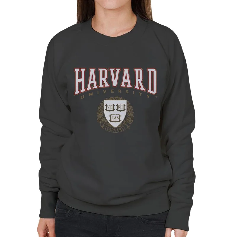 Harvard University Classic Crest Women's Sweatshirt Hoodie with Raglan Sleeves Sporty Comfortable