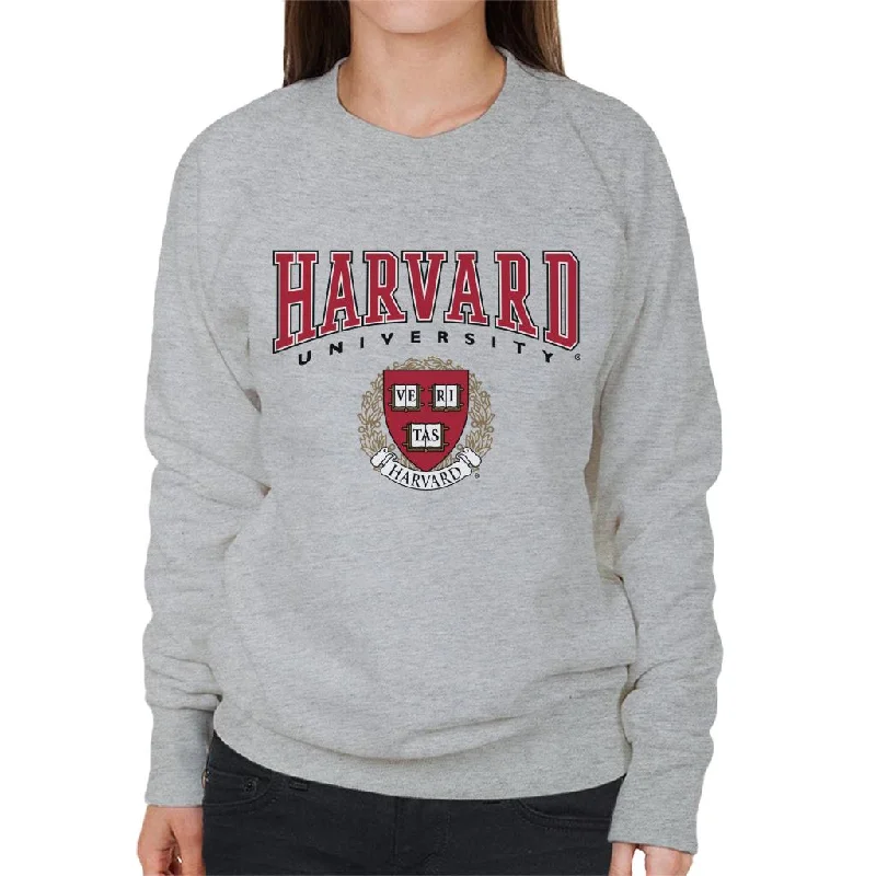 Harvard University Veritas Red Crest Women's Sweatshirt Hoodie with Contrast Stitching Detailed Premium