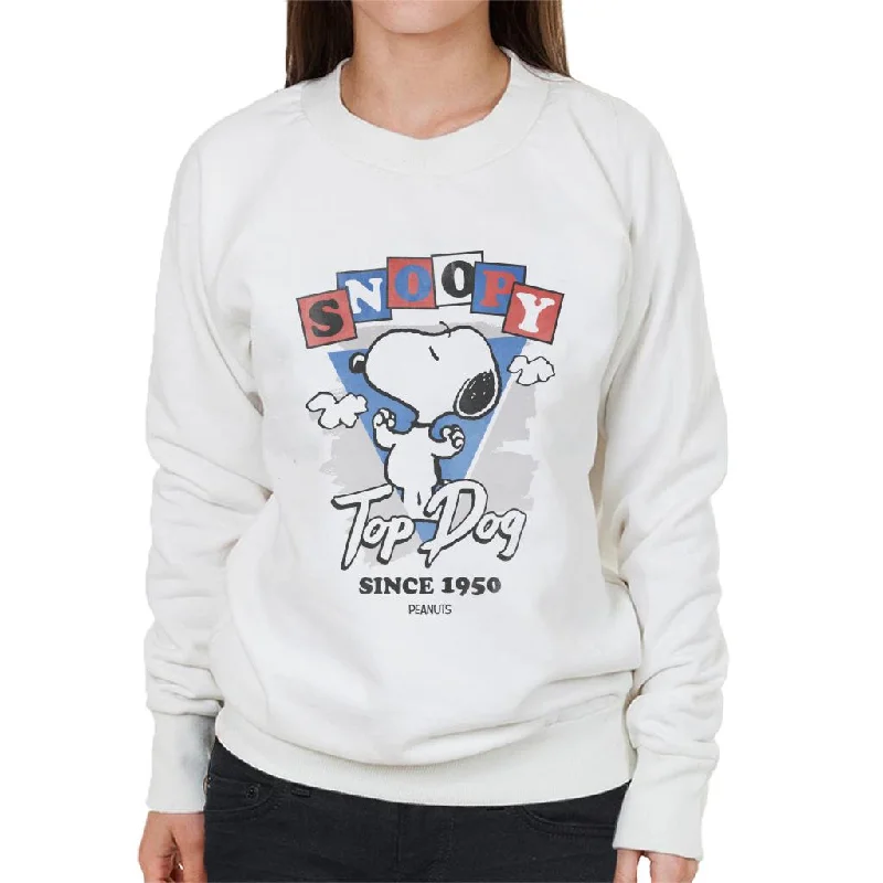 Peanuts Snoopy Top Dog Since 1950 Women's Sweatshirt Hoodie with Zipper Versatile Modern