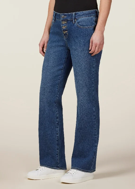 In Motion Button Fly Straight Leg Jean Casual Light Wash Jeans