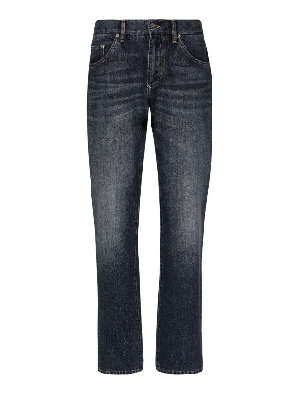 Dolce & Gabbana whiskering effect straight-legged jeans Comfortable Zip-Fly Denim Jeans