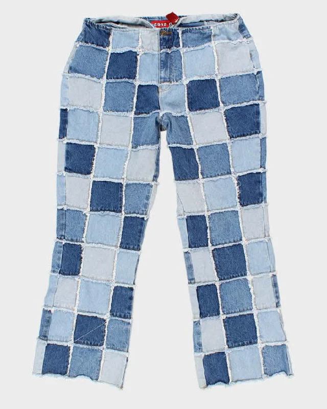 Y2k Vintage Woman's Zana Di Patchwork Flared Jeans - W36L30 Comfortable Distressed Straight-Leg Jeans