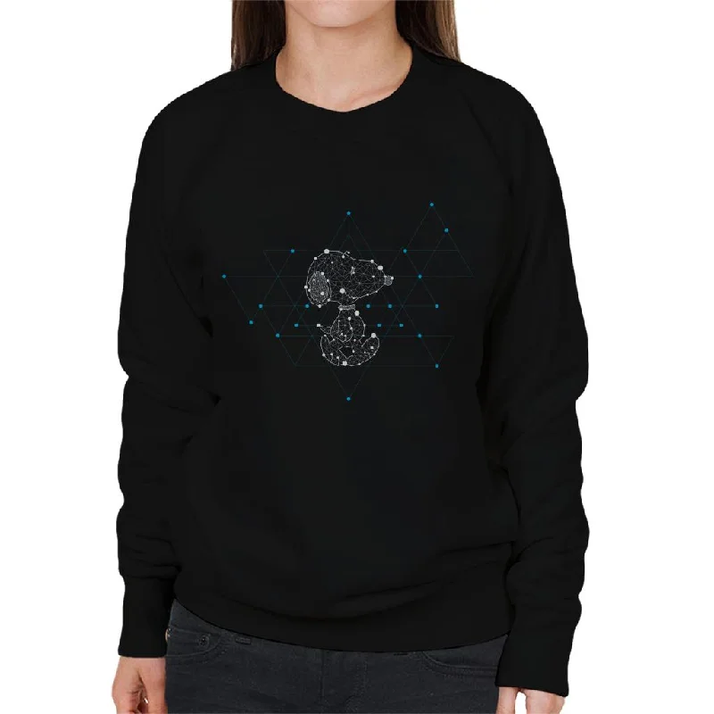 Peanuts Snoopy Geometric Walk Women's Sweatshirt Hoodie with Hem Applique Textured Unique