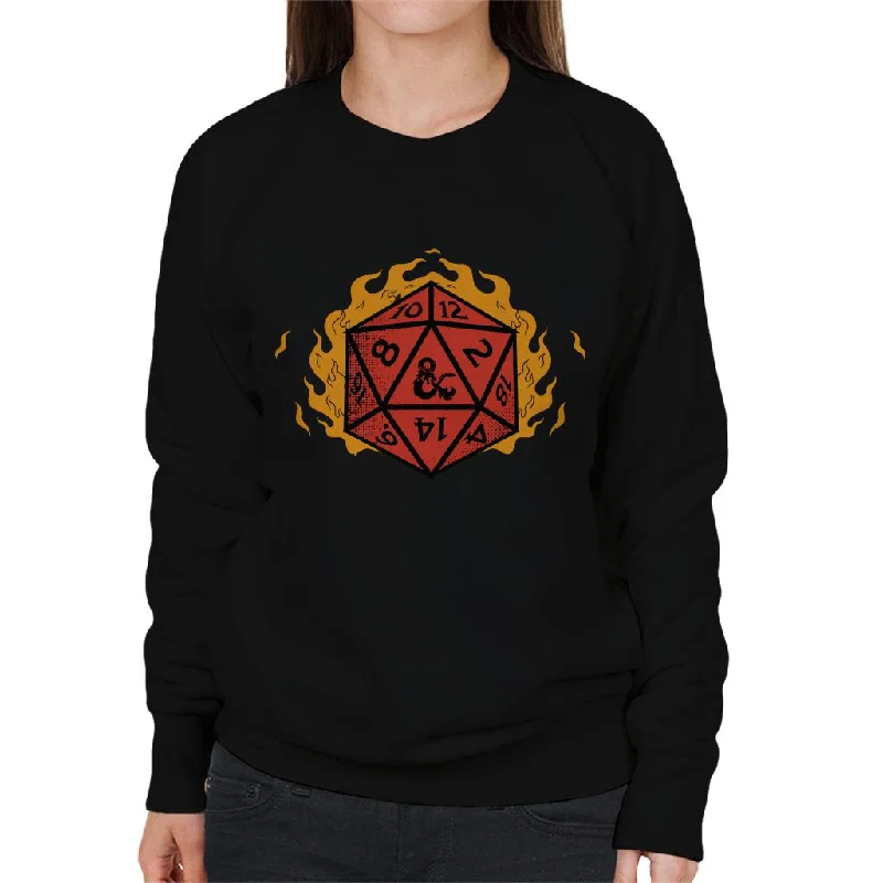 Dungeons & Dragons Fire Dice Women's Sweatshirt Hoodie with Oversized Fit Loose Comfortable