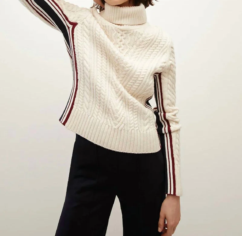 Maril Lambswool Turtleneck Sweater In Off White Toggled Drawstring Belted