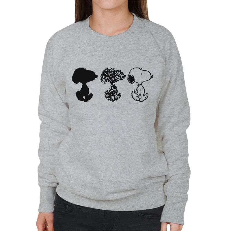 Peanuts Snoopy Black And White Trio Women's Sweatshirt Hoodie with Lace Feminine Delicate