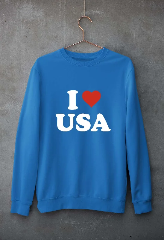 I Love USA Unisex Sweatshirt for Men/Women Hoodie with Fur Luxurious Winter