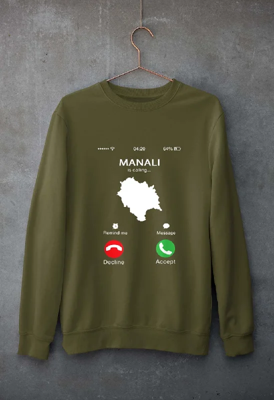 Manali Calling Unisex Sweatshirt for Men/Women Hoodie with Contrast Stitching Detailed Premium