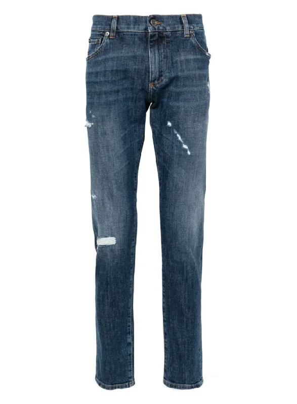 Dolce & Gabbana ripped-detail tapered jeans Comfortable Faded High-Rise Jeans