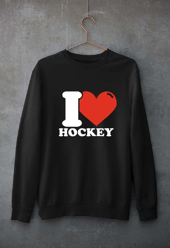 I Love Hockey Unisex Sweatshirt for Men/Women Hoodie with Monochrome Minimalist Simple