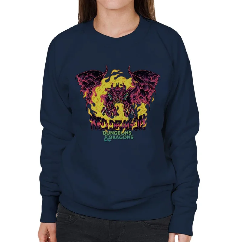 Dungeons & Dragons Red Dragon Women's Sweatshirt Hoodie with Tie-Dye Psychedelic Retro