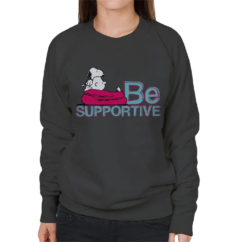 Peanuts Snoopy Being Supportive For Charlie Brown Women's Sweatshirt Hoodie with Cuffed Sleeves Snug Secure