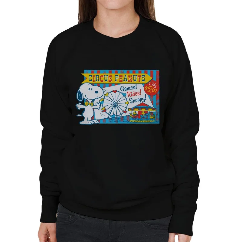 Peanuts Snoopy Circus Games And Rides Women's Sweatshirt Hoodie with Mock Neck Collared Structured