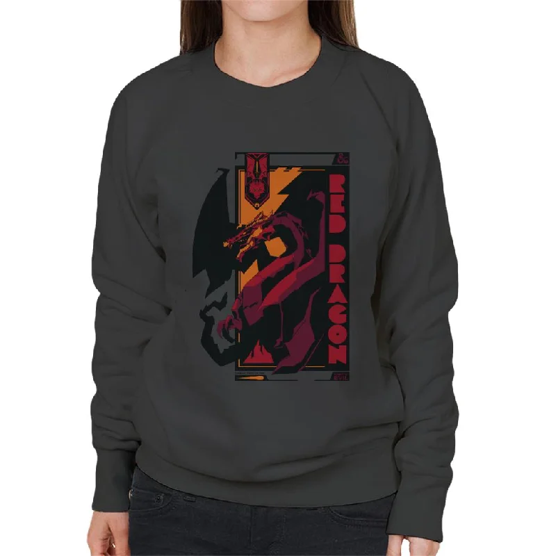 Dungeons & Dragons Red Dragon Badge Women's Sweatshirt Hoodie with Half-Zip Sporty Casual