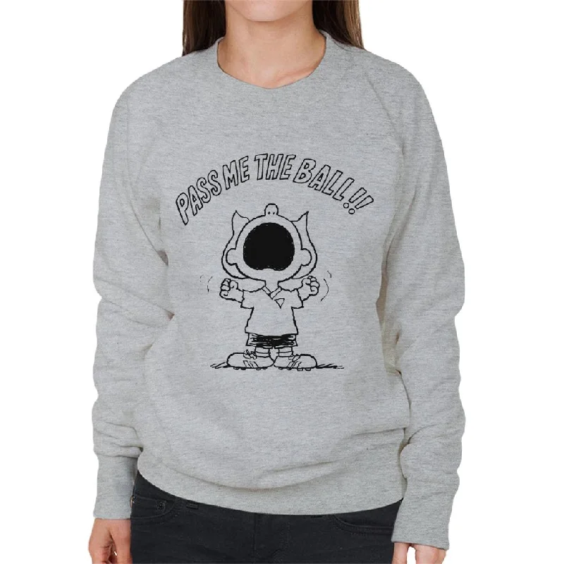 Peanuts Football Sally Brown Pass Me The Ball Women's Sweatshirt Hoodie with Bell Sleeves Flared Feminine