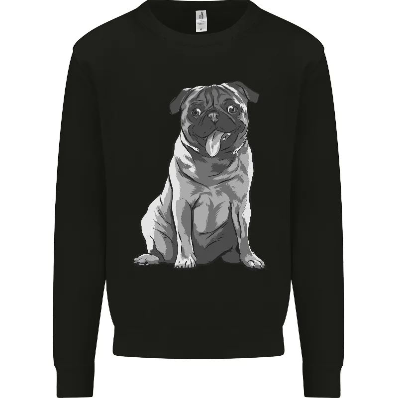 A Happy Pug Funny Dog Funny Mens Sweatshirt Jumper Oversized Hoodie Comfort Casual