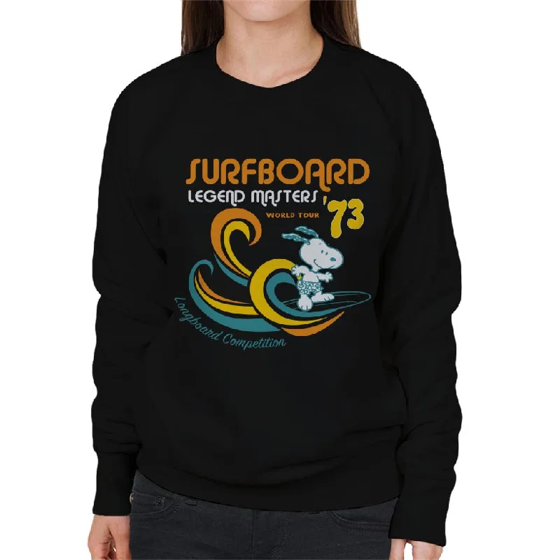 Peanuts Snoopy Surfboard World Tour 73 Women's Sweatshirt Hoodie with Pocket Utility Practical