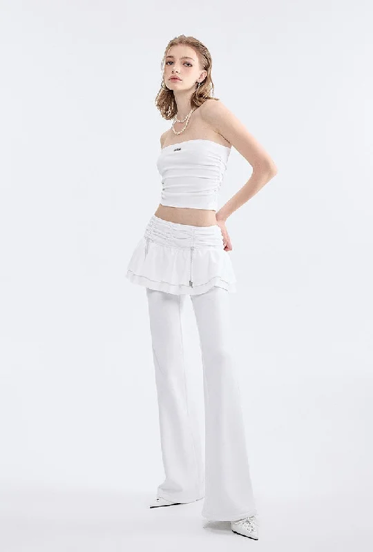 White Sports Ballet Flared Spliced Cake Skirt Pants BYW0013 Classic Chino Pants