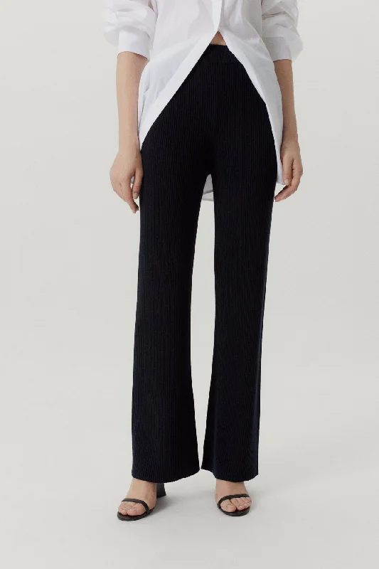 The Merino Wool Ribbed Pants Chic Faux Leather Pants