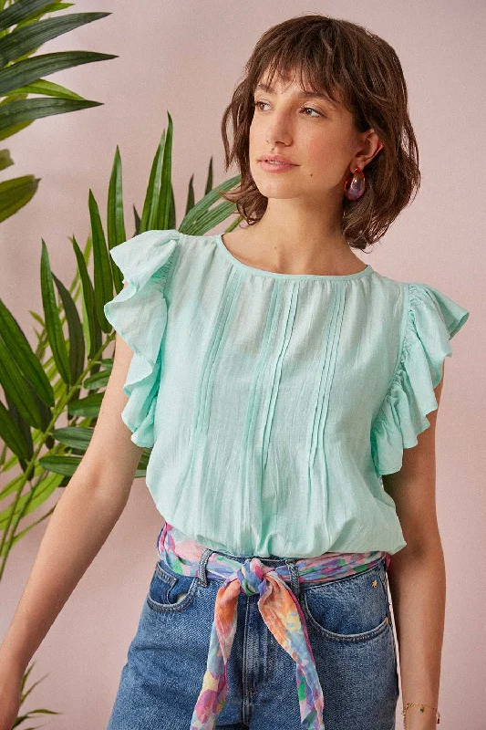 Varoli Blouse - Mint Asymmetric Hem Blouse