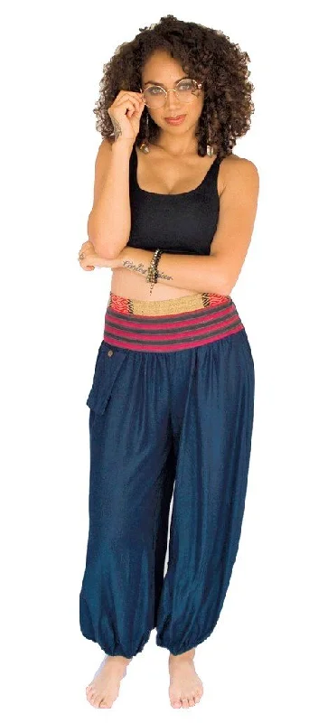 Women's Aladdin Pants in Navy Blue Elegant Trouser Pants