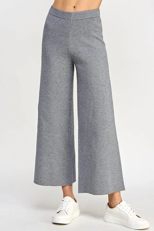 Autumn Trends Grey Knit Pants High-Waist Trousers