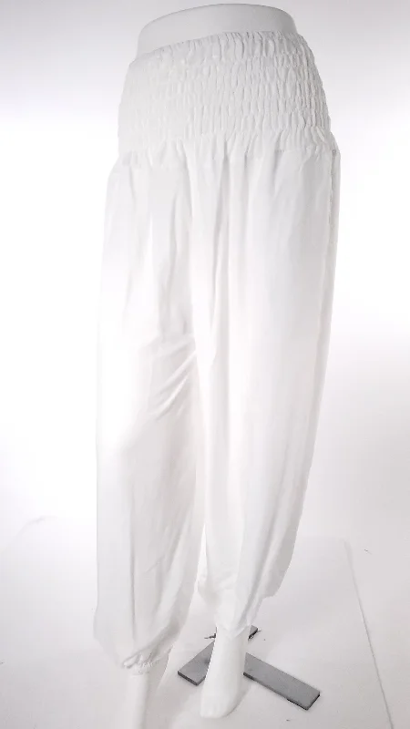 Straight Leg Harem Pants In Solid White Comfortable Cargo Pants