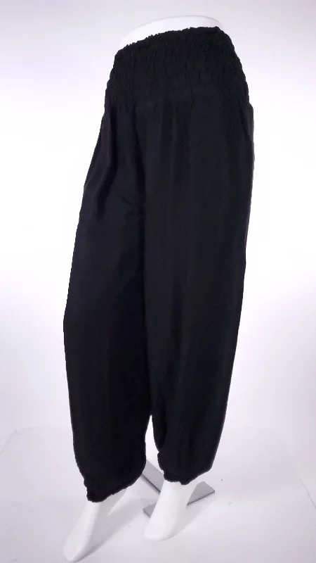 Straight Leg Harem Pants In Solid Black Formal Dress Pants