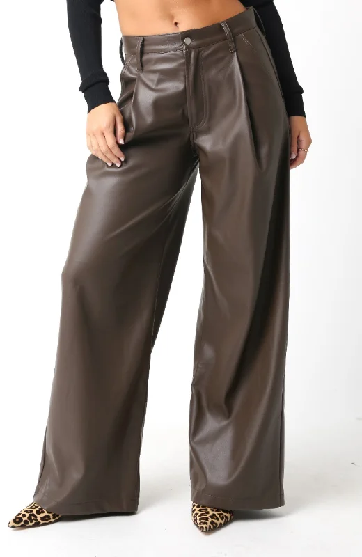 Me Espresso Faux Leather Pant Stretch Fit Pants