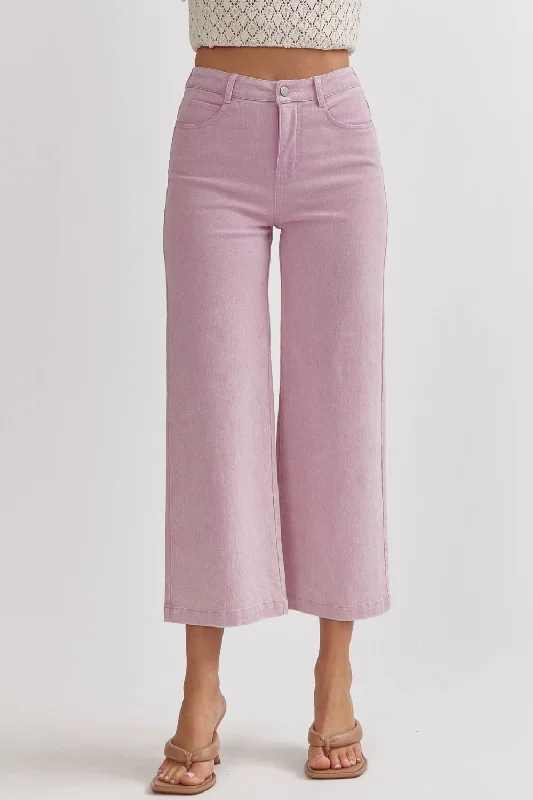 Lavender Wide Leg Denim Pants Soft Stretch Leggings