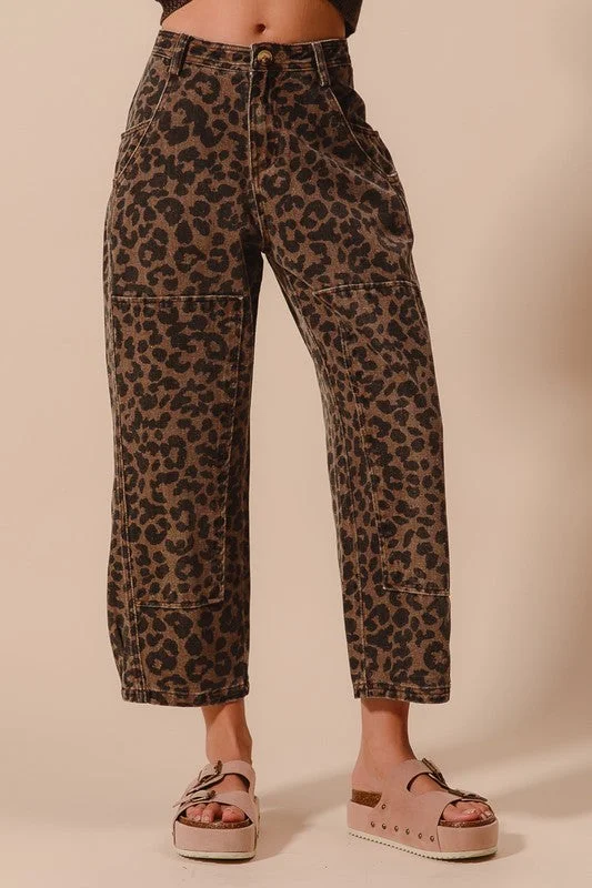 Leopard print Love Barrel Pants Fashionable Work Pants