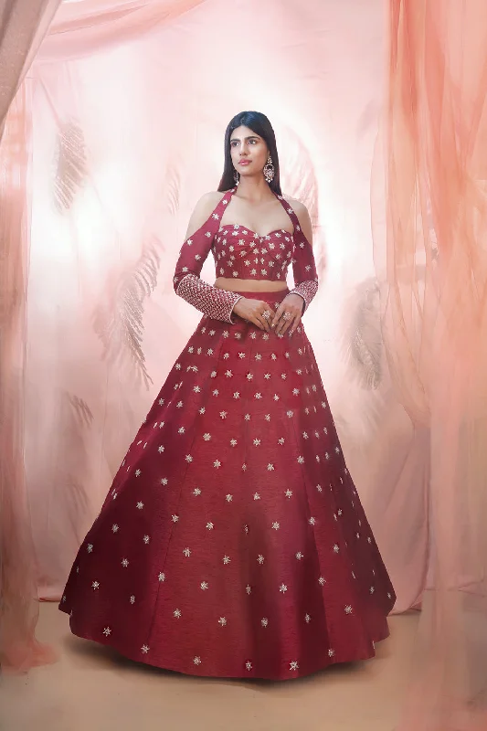 Cranberry Lehenga With A Corset Style Blouse Boho Chic Blouse