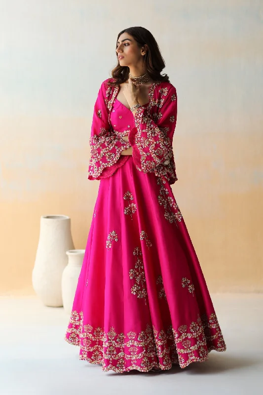 Fuchsia Pink Lehenga and Blouse Business Casual Blouse