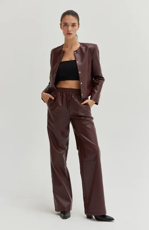 Crescent - Zhuri Vegan Leather Pants Elegant Trouser Pants