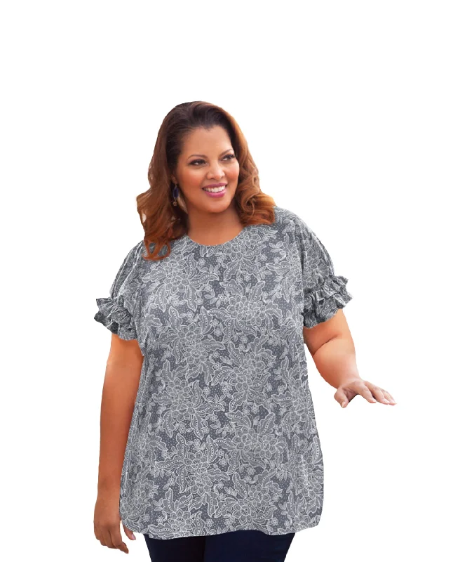 On The Plus Side Short Sleeve Ruffle Plus Size Blouse Chic Ruffle Blouse