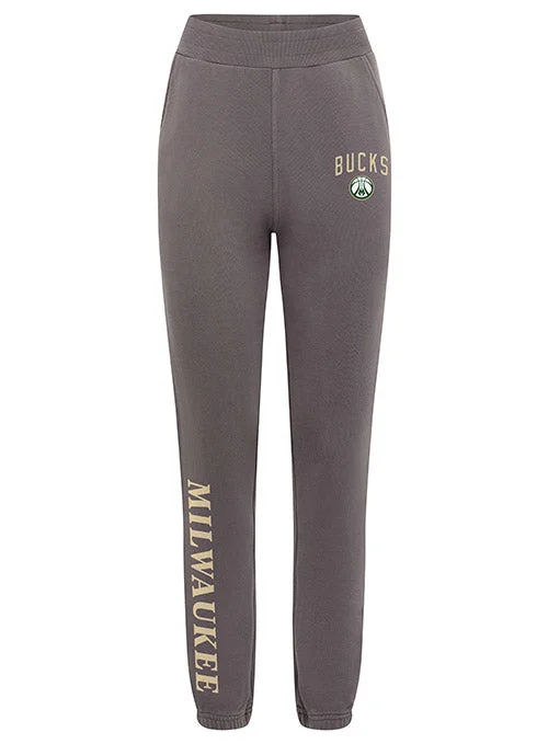 Women's Sportiqe Jogger Jo Tempos Pewter Milwaukee Bucks Pants Comfortable Pleated Pants