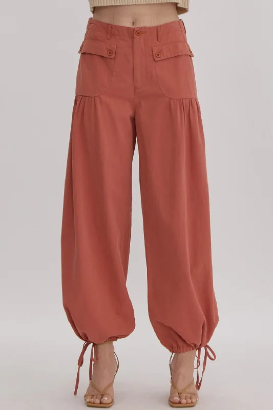 Serendipity Rust Denim Balloon Pants Sleek Black Pants