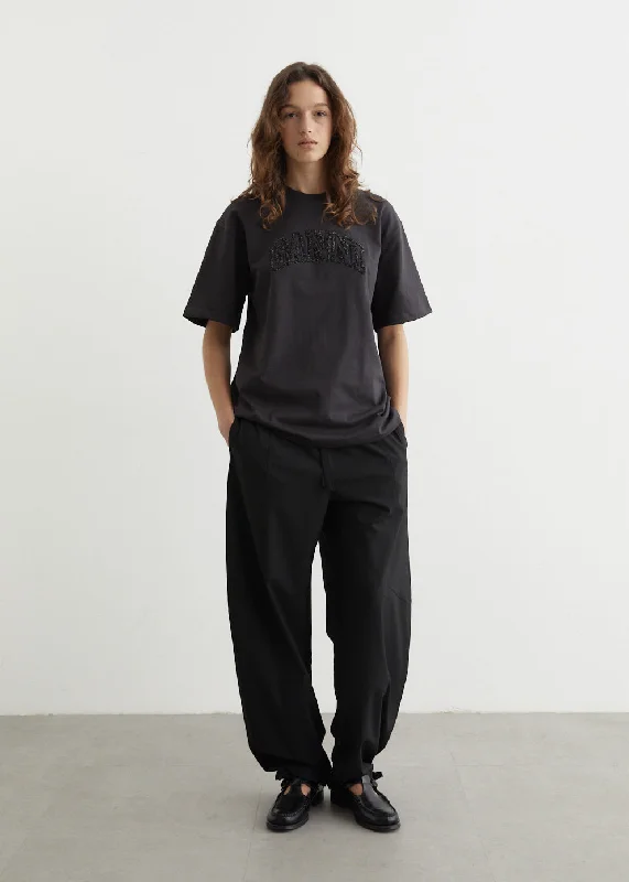 Drapey Melange Elasticated Waist Pants Trendy Tapered Pants